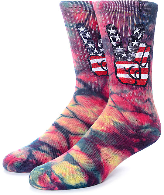 Psockadelic Peace Multi Tie Dye Crew Socks Zumiez