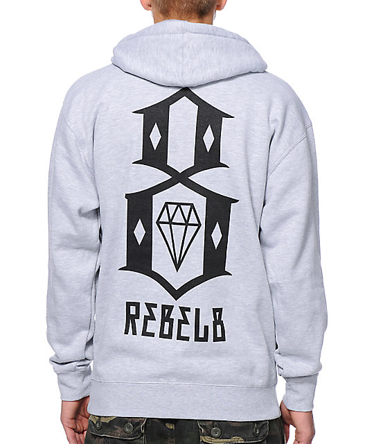 Rebel8 Logo Heather Grey Pullover Hoodie Zumiez