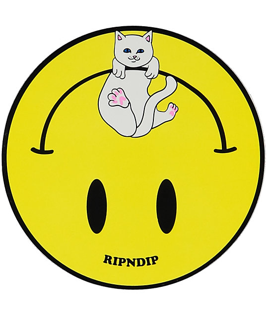 Ripndip Smiley Nermal Yellow Sticker Zumiez 5219