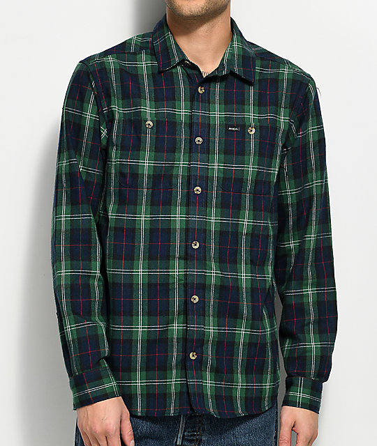 Navy and green flannel shirt Shop Old Navy's Relaxed Plaid Twill Classic Shirt for Women: Spread collar.,Long sleeves, with buttoned cuffs.,Seven-button placket.,Patch pocket at chest.,Curved hem, with vented sides.,Soft-washed cotton twill has a flannel-like look and feel.,All-over plaid pattern.