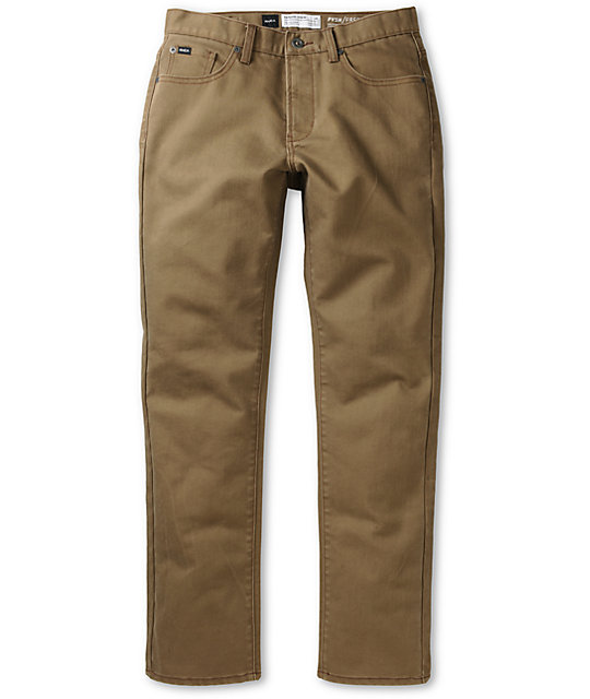 RVCA Daggers Coolmax Brown Slim Jeans | Zumiez