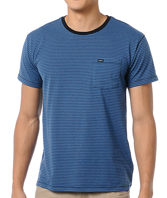 blue and black striped t shirt