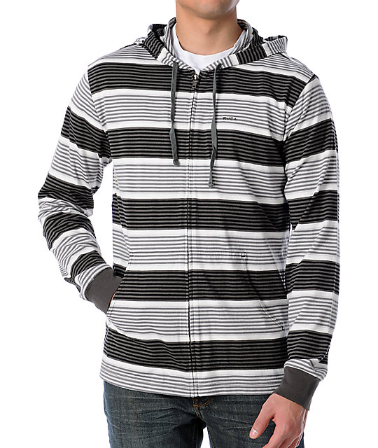 Black and grey striped hoodie Clearance