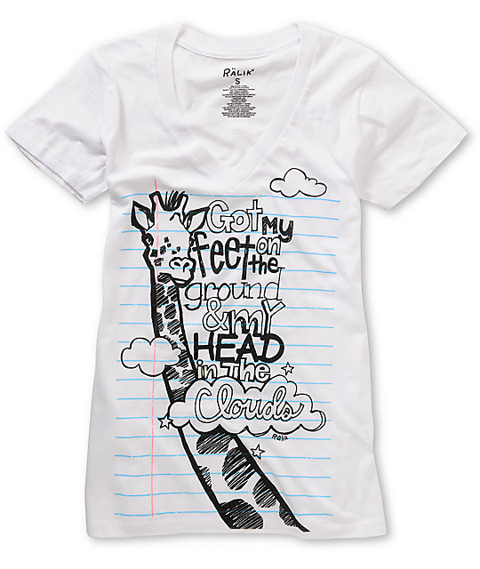 Ralik Notebook Head In The Clouds White Vneck TShirt Zumiez