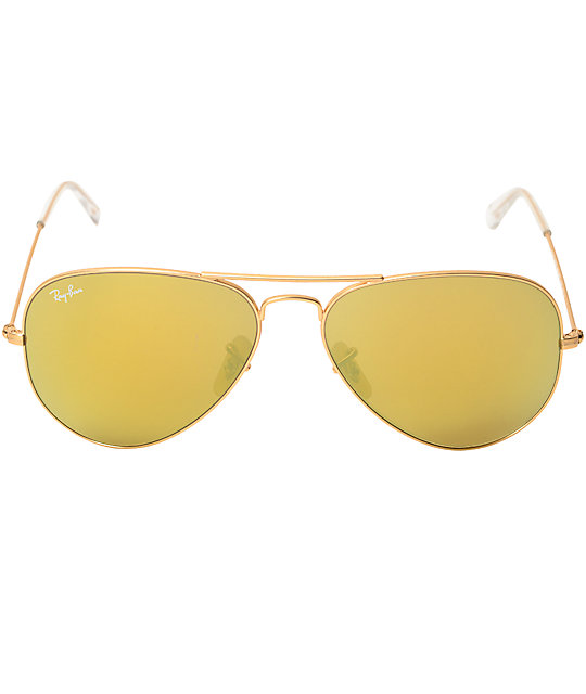 Ray Ban Aviator Flash Mirror Gold And Orange Sunglasses Zumiez 