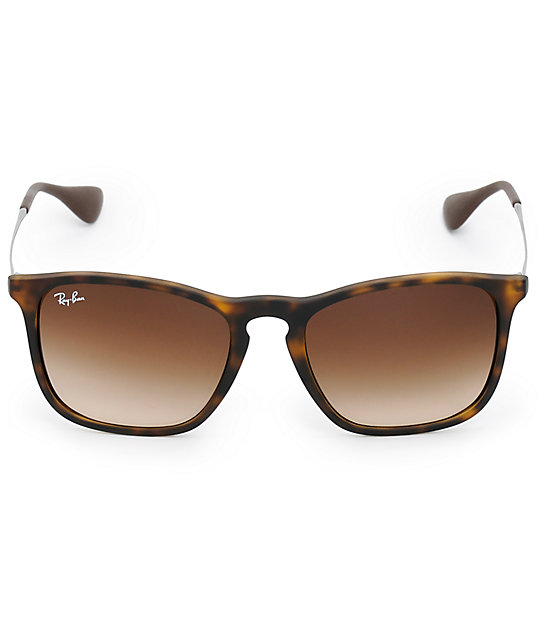 RayBan Chris Rubber Havana Tortoise Shell Sunglasses Zumiez