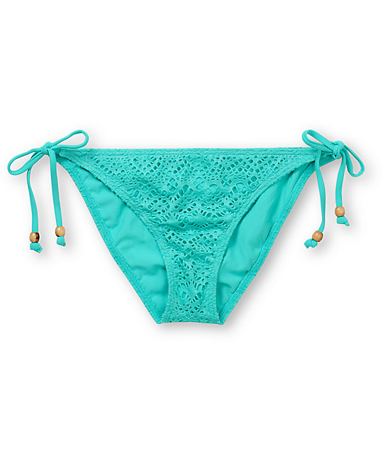 Reef Easy Breezy Crochet Turquoise Bikini Bottom Zumiez