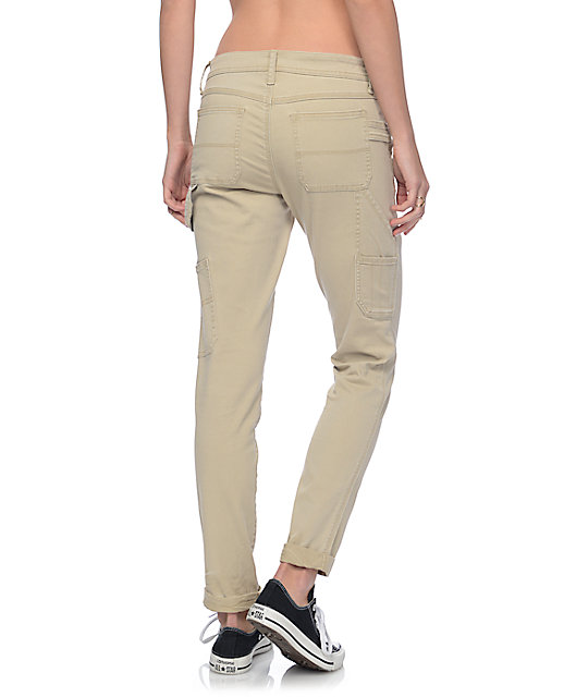 khaki skinny cargo pants mens