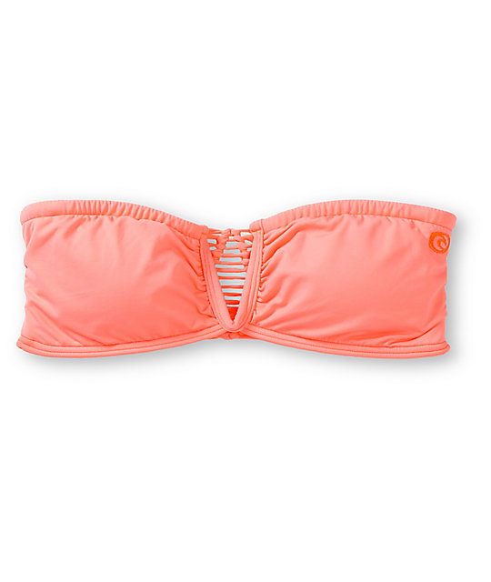 Rip Curl Safari Sun Neon Coral Bandeau Bikini Top Zumiez