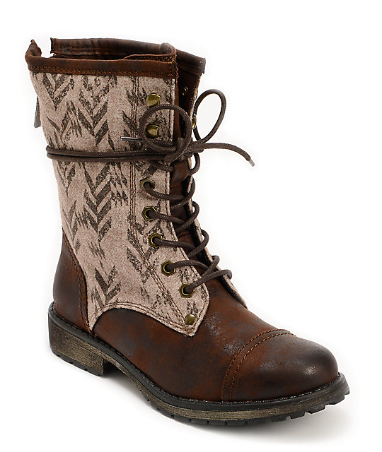 roxy brown combat boots