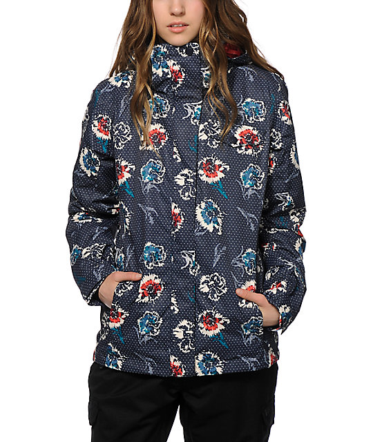 Roxy Jetty Blue Floral 10K Snowboard Jacket Zumiez