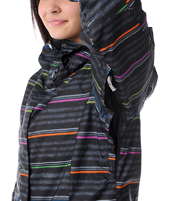 Roxy Jetty Neon Stripe 8K Insulated Snowboard Jacket Zumiez