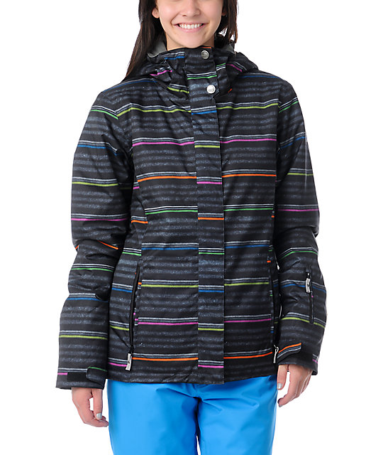 Roxy Jetty Neon Stripe 8K Insulated Snowboard Jacket Zumiez