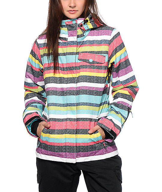 Roxy Jetty Poolside Stripes 10K Snowboard Jacket Zumiez