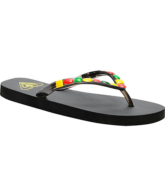 Roxy Jewel Black Rasta Flip-Flop Sandals at Zumiez : PDP