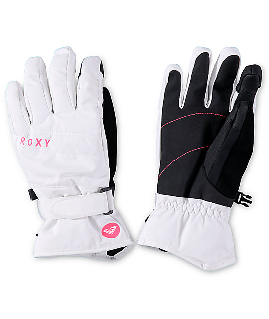 Roxy Mouna White Snowboard Gloves Zumiez