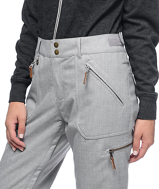 Roxy Nadia Medium Grey 10K Snowboard Pants Zumiez