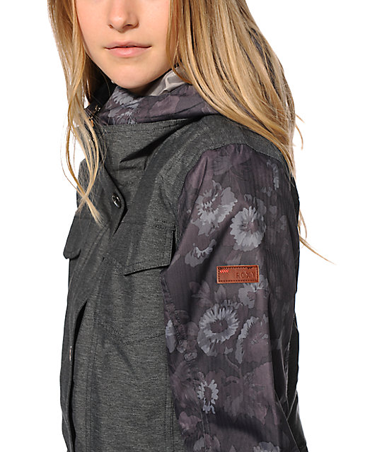 Roxy Rizzo Grey Floral 10K Snowboard Jacket Zumiez