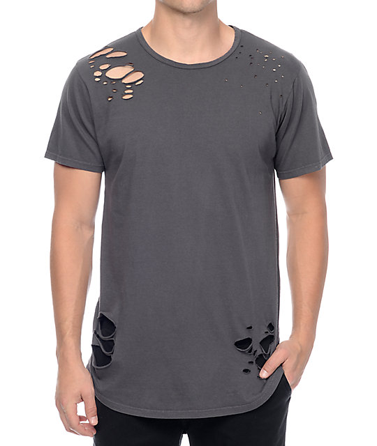 distressed long t shirt