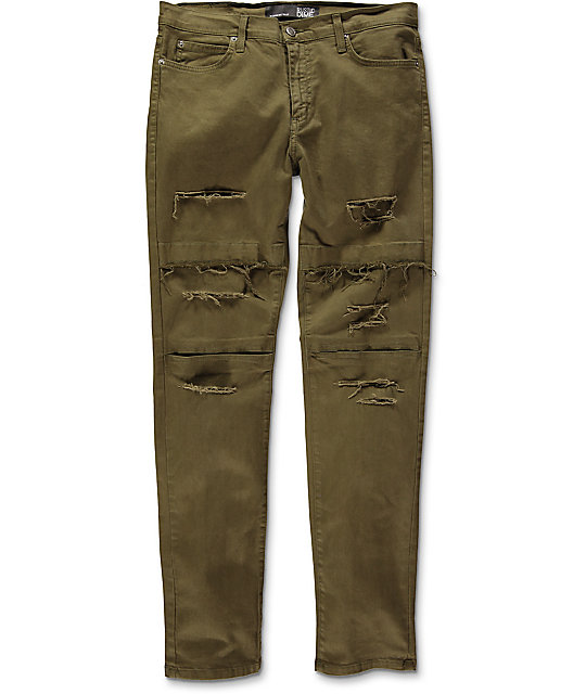 olive ripped jeans mens