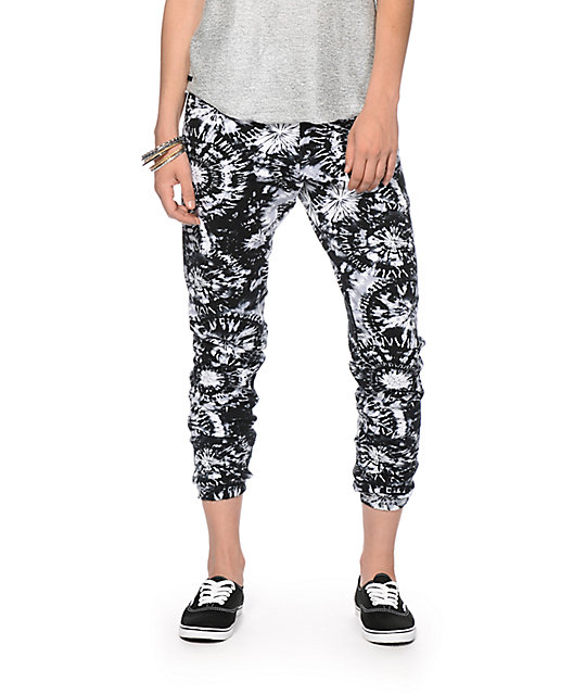 black and white tie dye pants