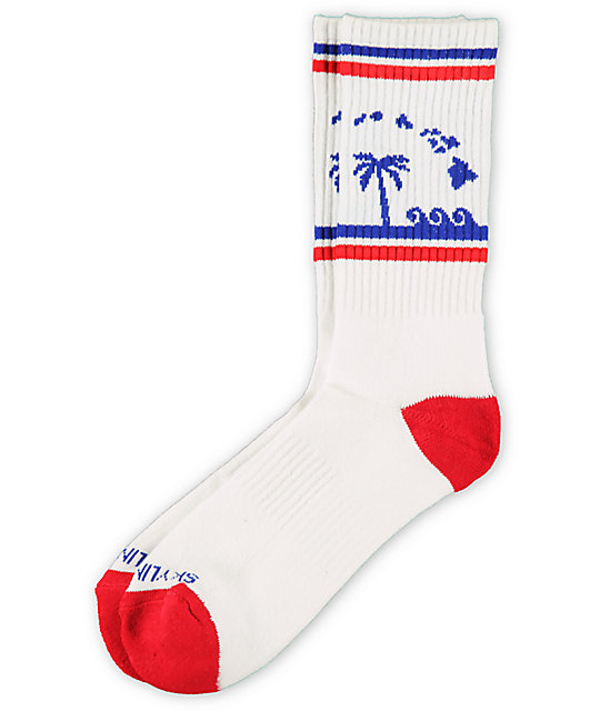 Skyline Socks Hawaii Red, White & Blue Crew Socks Zumiez