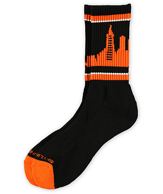 Skyline Socks San Francisco Orange & Black Crew Socks
