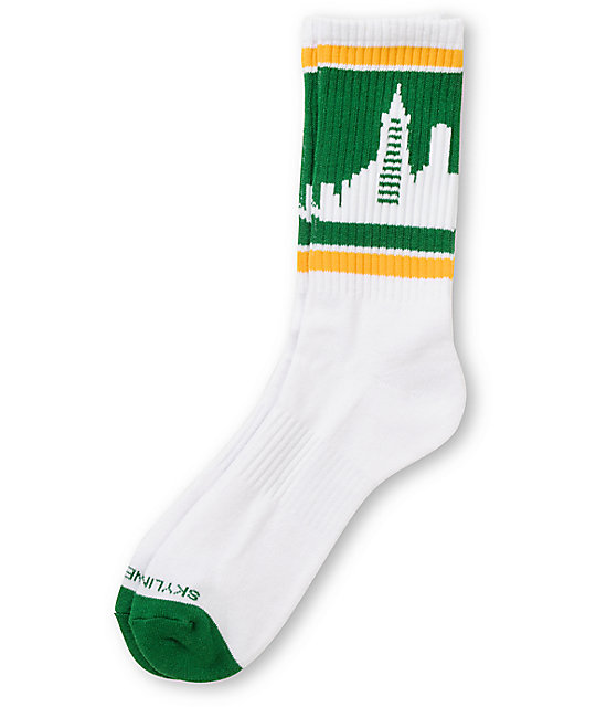 Skyline Socks San Francisco Yellow & Green Crew Socks Zumiez