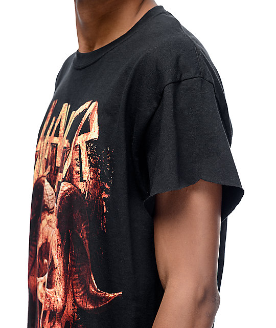 Slayer Horned Skull Black Cut Off T-Shirt | Zumiez
