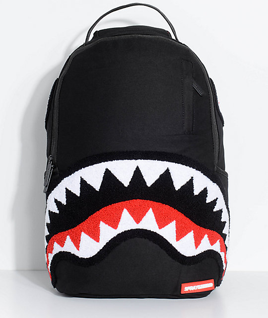 Sprayground Ghost Chenille Shark Black Backpack | Zumiez