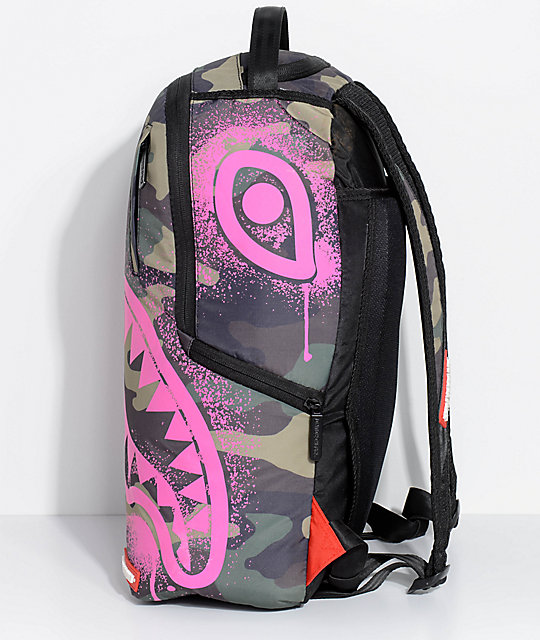 Sprayground Pink Stencil Shark Camo Backpack | Zumiez