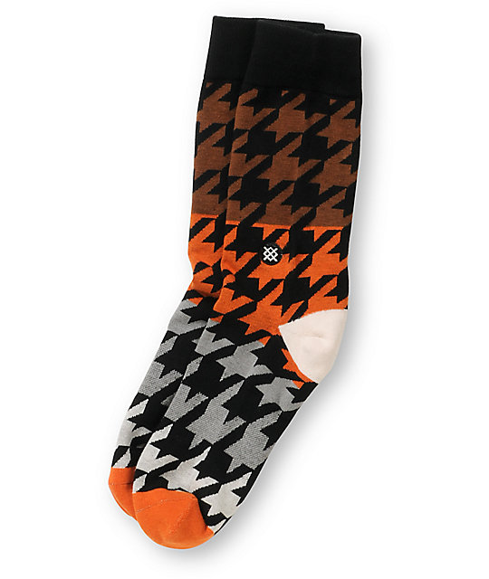 Stance Matlock Orange Houndstooth Crew Socks Zumiez