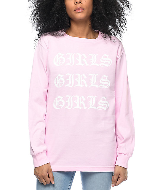 Stay Cute Girls Girls Girls Pink Long Sleeve TShirt Zumiez