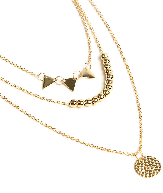 Stone + Locket Geo Layered Necklace Zumiez