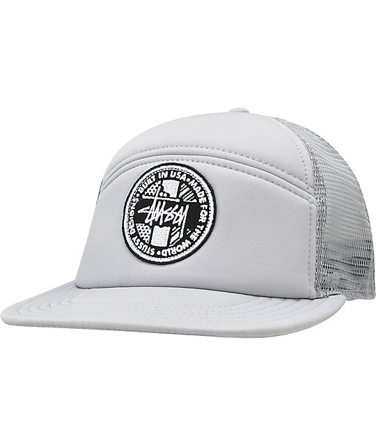 Stussy Classic World Panel Grey Snapback Trucker Hat At Zumiez Pdp