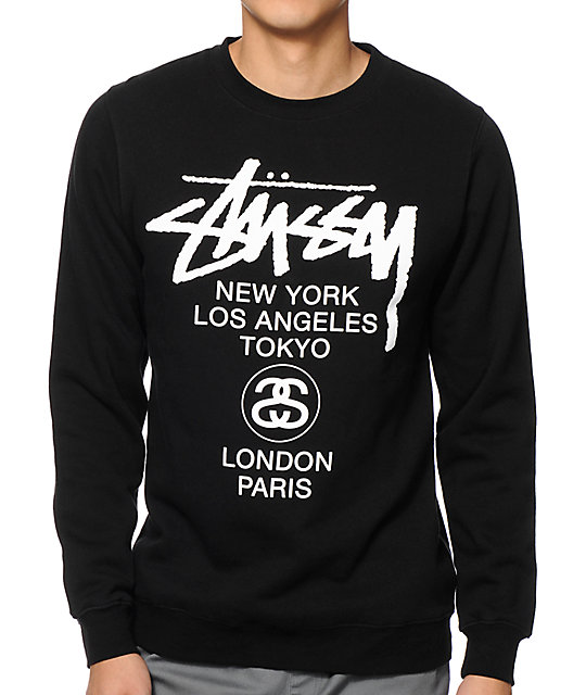 stussy stock logo crew neck sweatshirt