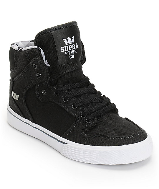 Supra Boys Vaider Black & White Skate Shoes Zumiez