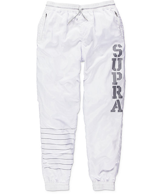 all white track pants