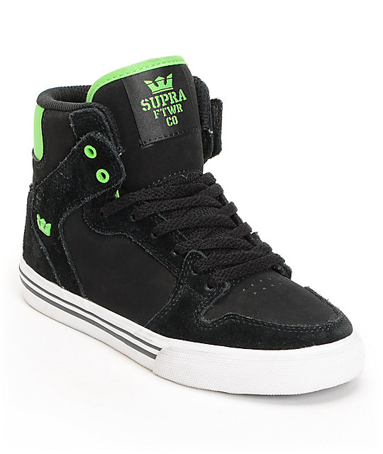 Supra Kids Vaider Black Suede High Top Skate Shoes Zumiez