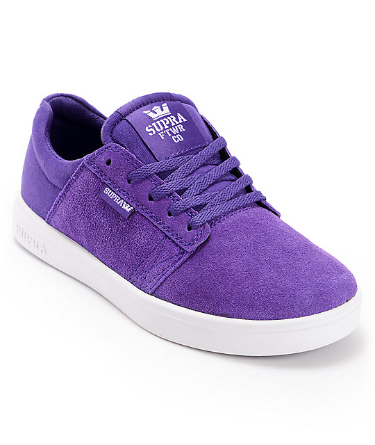 Supra Kids Westway Purple & White Suede Skate Shoes Zumiez