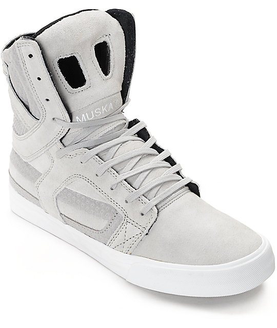 Supra Skytop II Light Grey & White Skate Shoes Zumiez