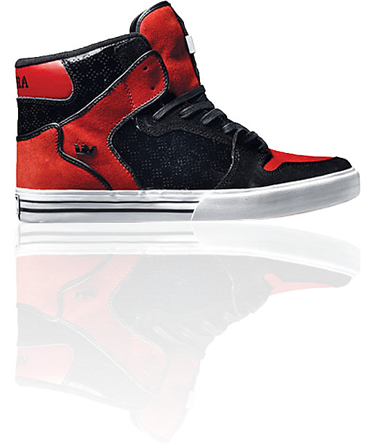 Supra Vaider Black & Red Suede Shoes Zumiez