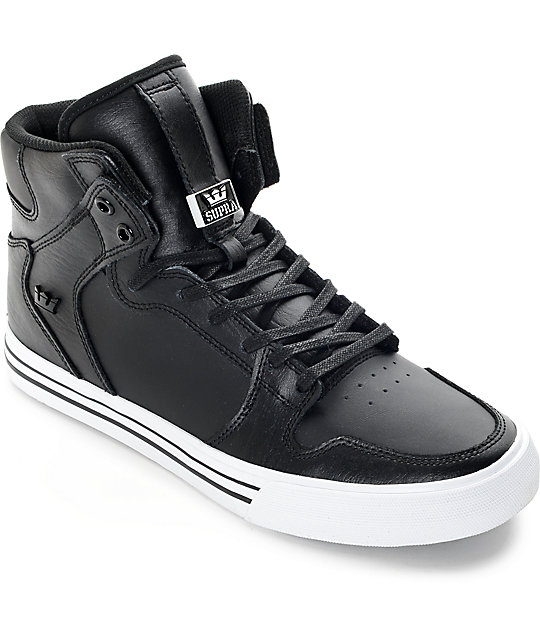 Supra Vaider Classic Black Leather Skate Shoes at Zumiez PDP