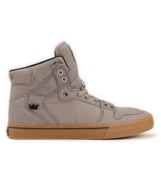Supra Vaider Storm Grey & Gum Canvas Skate Shoes Zumiez