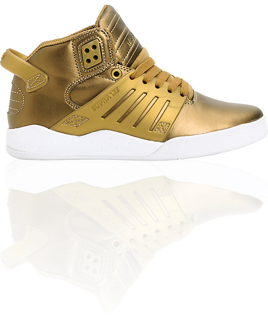 Supra Womens Skytop III Gold Leather Skate Shoes Zumiez