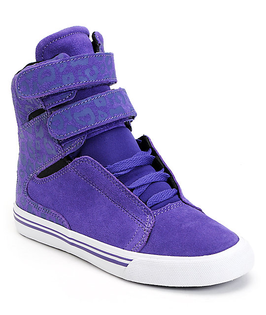 Supra Womens Society Purple Cheetah Print High Top Shoes at Zumiez PDP