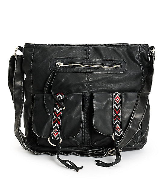 TShirt & Jeans Pipa Tribal Embroidered Faux Leather Tote Bag Zumiez