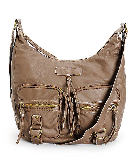 TShirt & Jeans Sarah 2 Pocket Taupe Tote Bag Zumiez