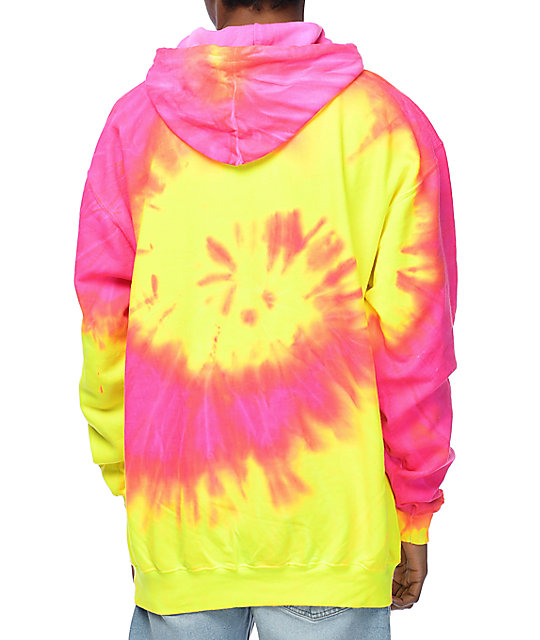 Teenage Madness Pink & Yellow Tie Dye Hoodie | Zumiez
