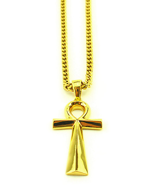 The Gold Gods Ankh Cross Pendant 28" Necklace Zumiez